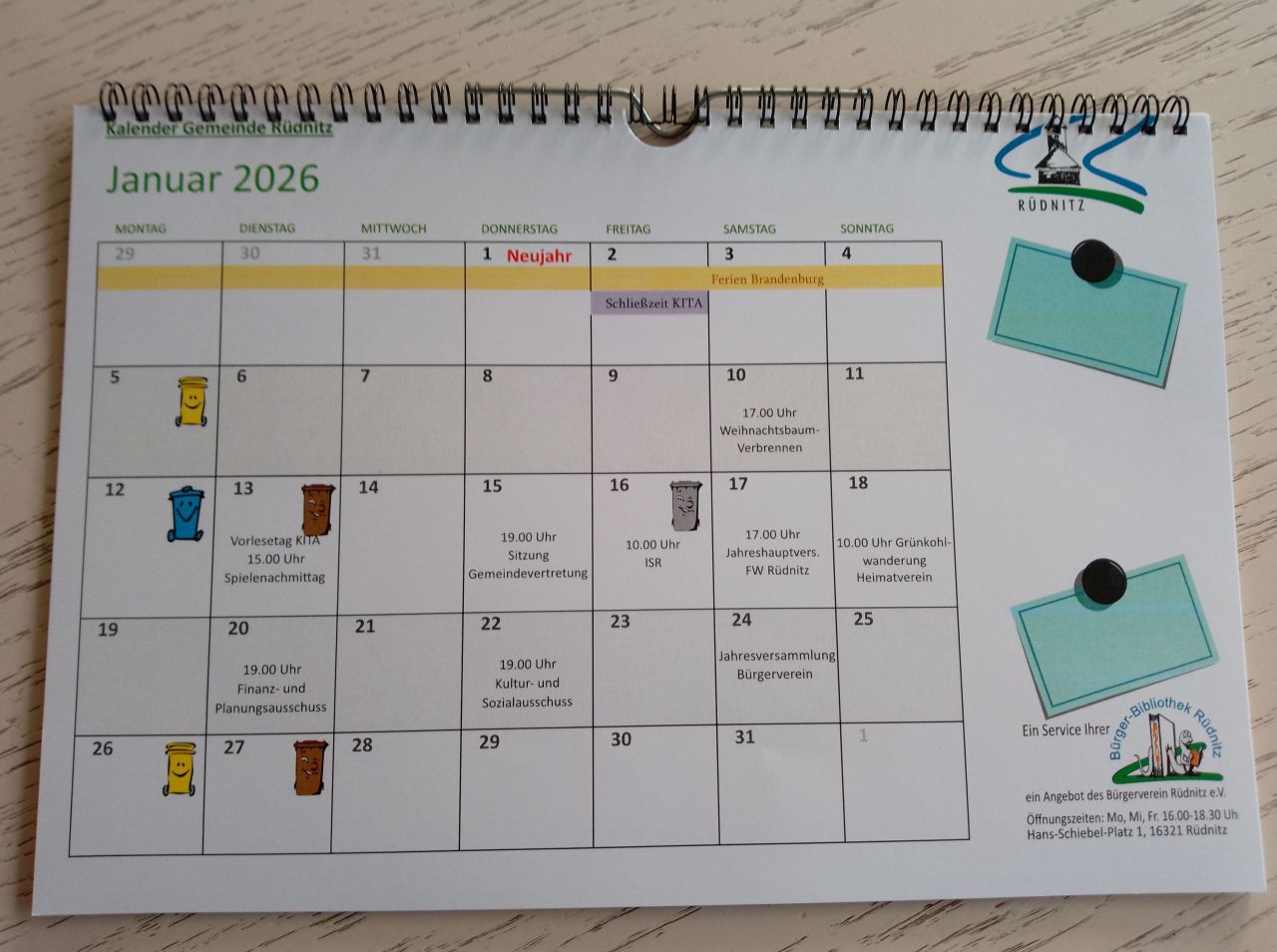 Rüdnitz-Kalender 2026
